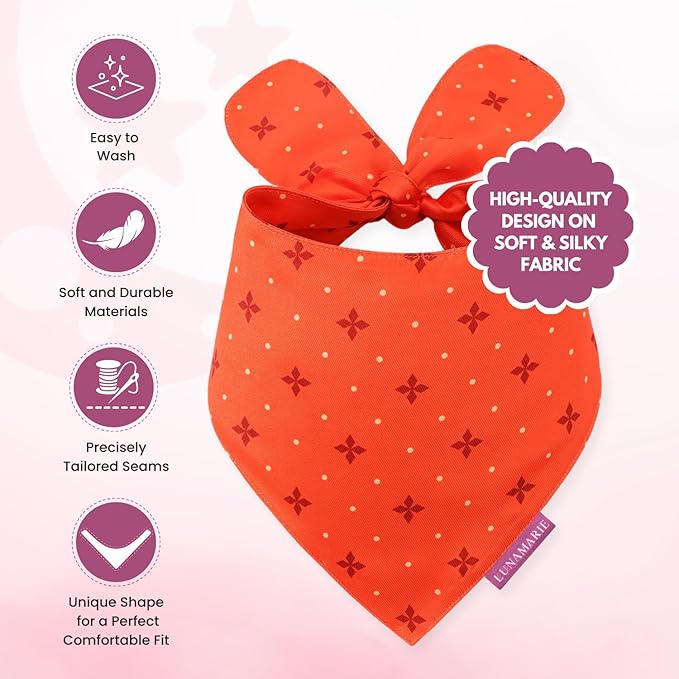Luxury Pet Birthday Bandanas -Premium & Silky Poly Fabric | 100% Handmade | Custom Shape Dual Layered (Ember, Medium)