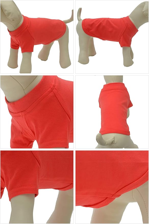 Lovelonglong Pet Clothing Dog Costumes Basic Blank T-Shirt Tee Shirts for Small Dogs Lobster Pink M