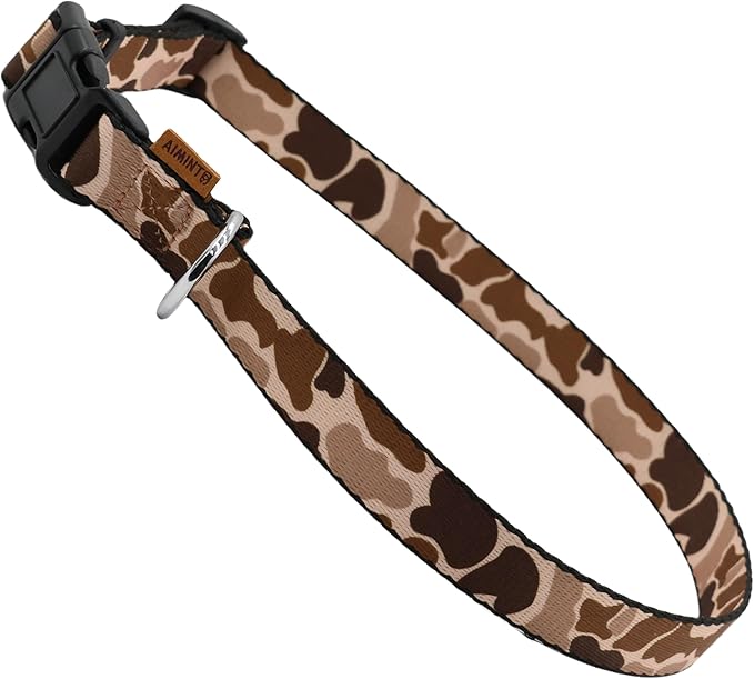 Dog Collar, Cute Camouflage Pattern, Soft and Adjustable Collar with Quick Release Buckle (S (Neck 11-18", Width 5/8"), Camouflage Brown)