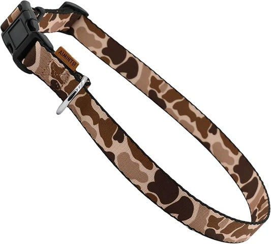 Dog Collar, Cute Camouflage Pattern, Soft and Adjustable Collar with Quick Release Buckle (S (Neck 11-18", Width 5/8"), Camouflage Brown)