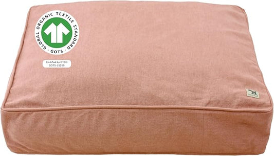 Molly Mutt Kyoto Dog Bed Duvet Cover, GOTS-Certified 100% Organic Cotton Canvas Cover for Dog, Puppy, or Cat Bed, Durable, Washable, and Free of Harmful Chemicals, Huge, 36"x45"x5", Dusty Pink