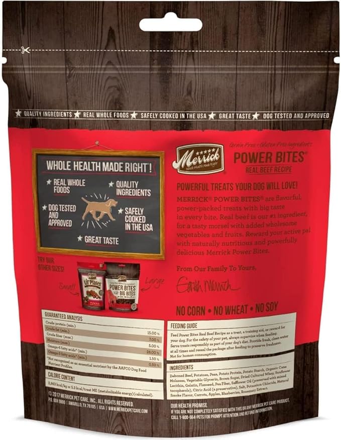Aurora Pet Variety Pack (4) Power Bites Grain Free Dog Treats [Chicken, Beef, Turducken, Salmon] 6-oz Each with AuroraPet Wipes
