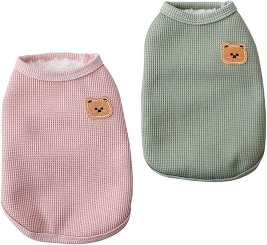 FuzzyWebs Winter Dog & Cat Fleece Cotton T-Shirts - Soft, Breathable, Lightweight & Stretchy Sleeveless Vest - Perfect for Medium & Small Dogs