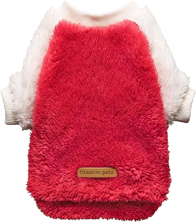 Fitwarm 2 Pack Fuzzy Fleece Dog Sweater, Thermal Dog Clothes for Small Dogs Boy Girl, Pet Cat Winter Outfit, Red, Royal Blue, XXL