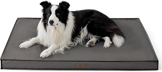 Lesure Outdoor Waterproof Dog Bed for Crate, Orthopedic Egg Crate Foam Pet Bed with Oxford Fabric Surface and Removable and Durable Cover, Machine Washable, 35''x22'', Grey