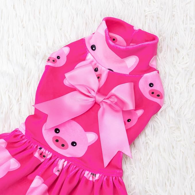 CuteBone Turtleneck Dog Velvet Dress Puppy Skirt Costume Pet Clothes Cat Apparel with Bow Hair Rope for Small Dogs CVD06S