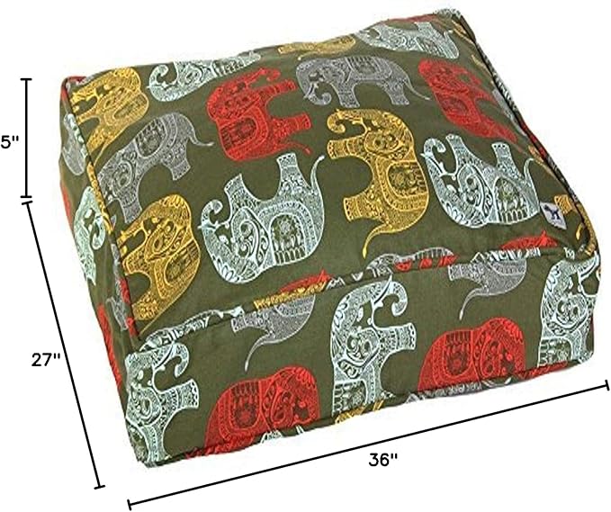 Molly Mutt Medium to Large Dog Bed Cover - Elephant Parade Print - Measures 27”x36”x5’’ - 100% Cotton - Durable - Breathable - Sustainable - Machine Washable Dog Bed Cover