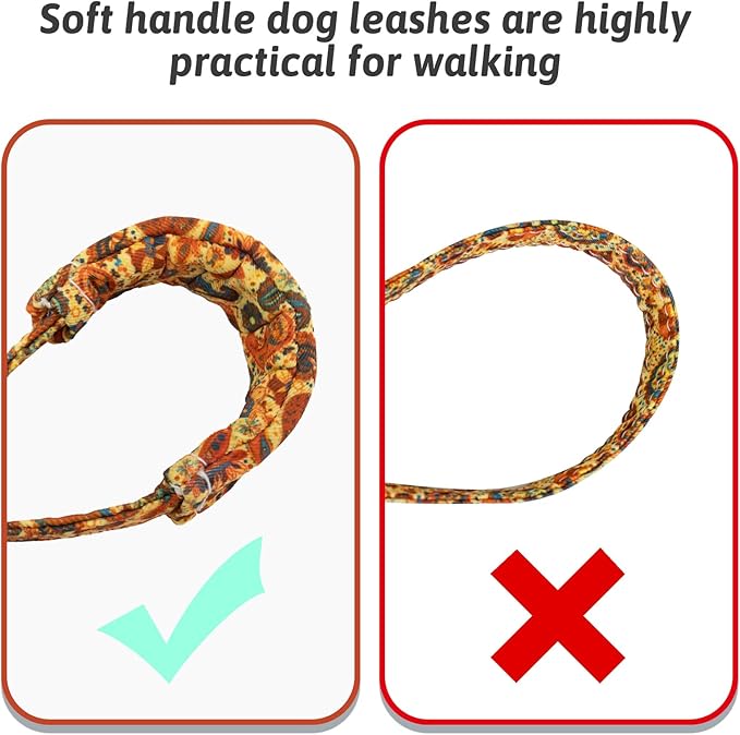 Dog Collar and Leash Set Girls Adjustable Puppy Collars with Floral Bow Tie for Small Medium Large Female Dogs, Orange Paisley, L