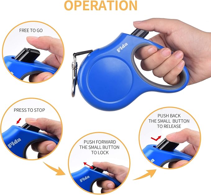 Fida Retractable Dog Leash, X-Small Breed, 10 ft Durable Pet Walking Leash for Extra Small Dogs/Cats/Small Animals up to 18 lbs, 360 Tangle Free, Blue