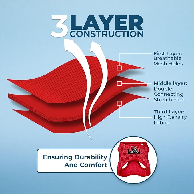 Voyager Step-in Air All Weather Mesh Harness and Reflective Dog 5 ft Leash Combo with Neoprene Handle, for Small, Medium and Large Breed Puppies by Best Pet Supplies - Harness Leash Set (Red), XL