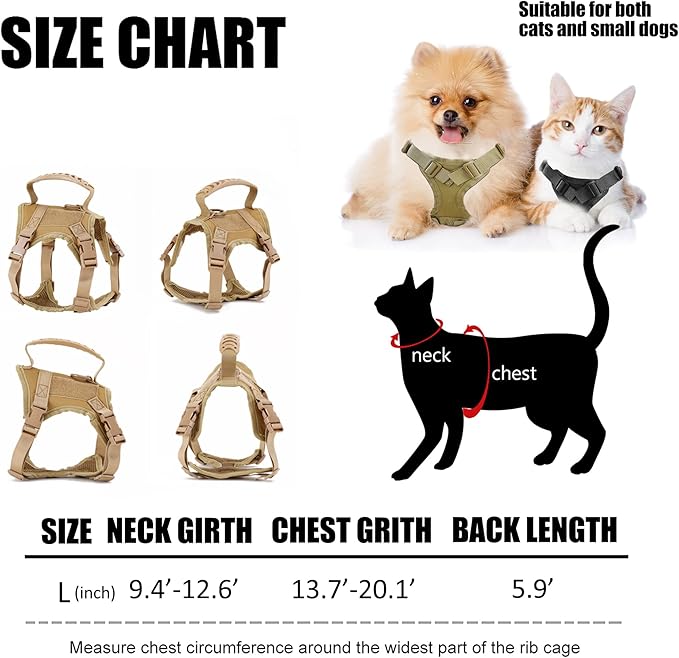 Cat Harness and Leash for Walking, Escape Proof Soft Adjustable Vest Harnesses for Cats, Easy Control Breathable Soft Mesh with Control Handle for Large Cat Small Dog, Gift with Patch