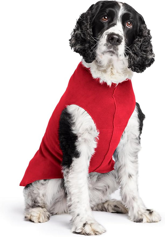 Stretch Fleece Dog Coat, Stretchy Pet Sweater, Machine Washable Pullover for Winter and Fall, Red, 20