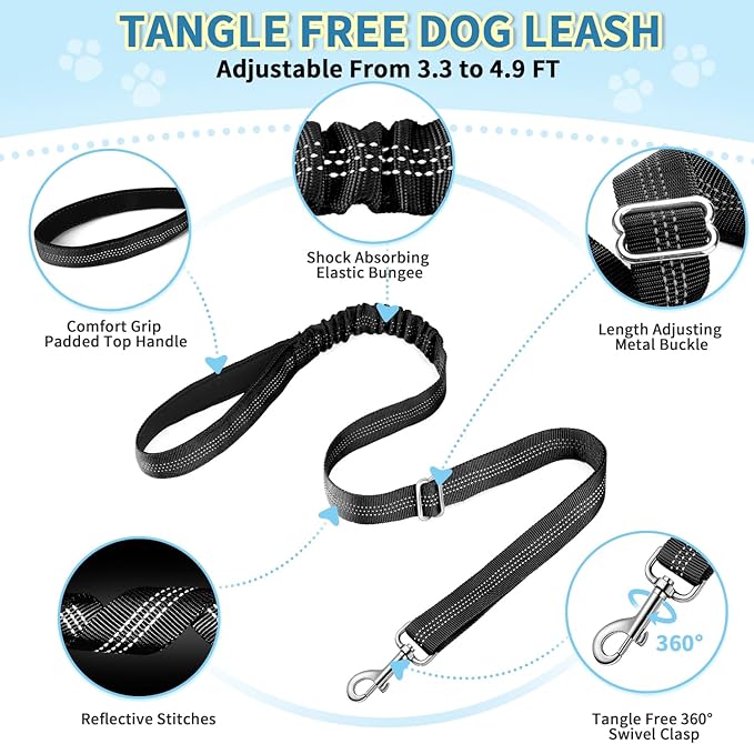 SlowTon No Pull Small Dog Harness and Leash Set, Puppy Soft Vest Harness Neck & Chest Adjustable, Reflective Lightweight Harness & Anti-Twist Pet Lead Combo for Small Medium Dogs (Black, S)