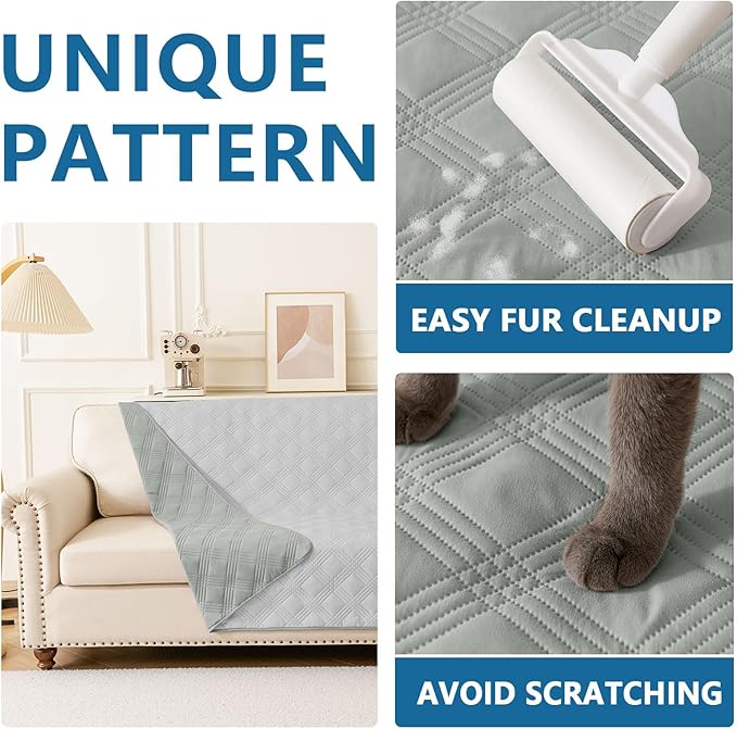 hyha Waterproof Dog Blanket, Reversible Pet Bed Blanket, Soft Sofa Couch Cover for Dogs Washable, Waterproof Pet Couch Covers for Sofa Puppy Cats Furniture Protector(82"x102", Grey/Light Grey)