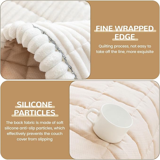 OTOB Sofa Cover Dog Couch Cover Protector, Non Slip Couch Cover for Dogs, Washable Fuzzy Pet Bed Furniture Protector, Boho Pet Friendly Sofa Covers(23.6" x 47.2", Cream)