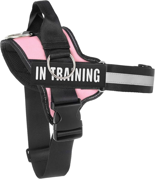 Essential Dog Harness, No Pull Pet Harness with 3 Side Rings for Leash Placement, No Choke, Reflective, Adjustable Pet Vest, Easy On-Off & Improved Control Handle (Pink, S(Neck:14-18",Chest:16-21"))