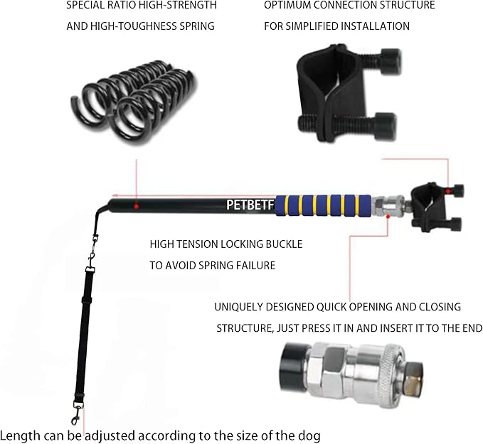 Dog Bike Leash Attachment, Dog Hands Free Leashes Running slatmill for Large Small Dogs Harness Accessories,3 Years Warranty Black