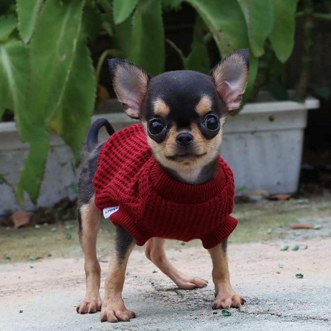 LOPHIPETS Lightweight Dog Sweaters for Puppy Small Dogs Puppy Chihuahua Yorkie Clothes-Red/XXS
