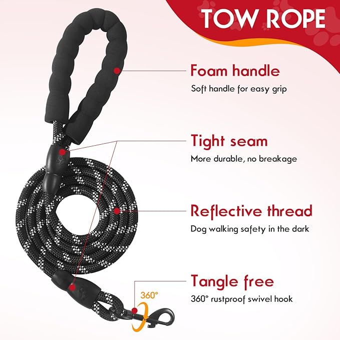 Dog Harness Adjustable Reflective Easy Control for Medium/Large Dog Harness with A Free Heavy Duty 5ft Dog Leash (XL (Neck: 23.6"-31", Chest: 26.7"-36.6")(red, Extra Large)