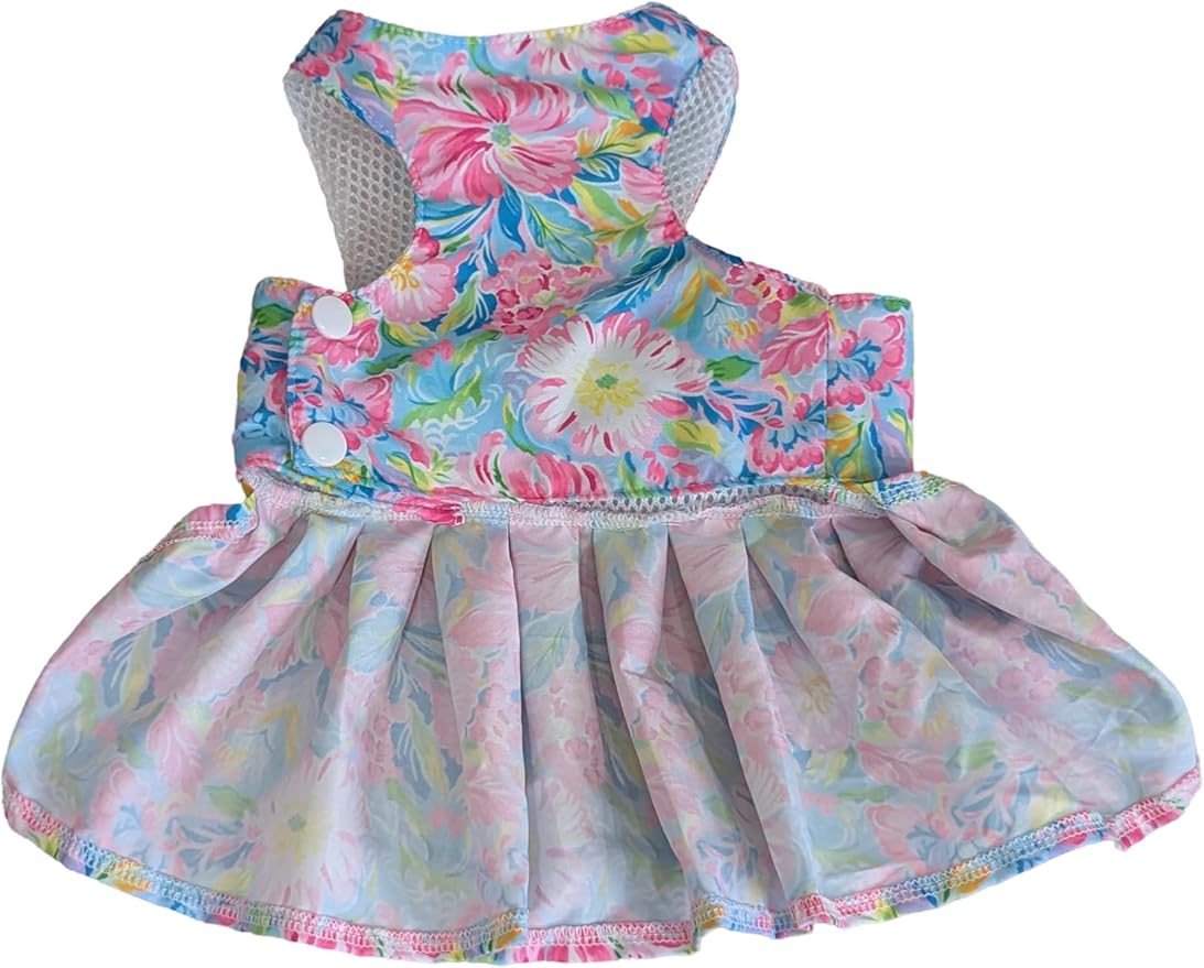 Dog Dress Bow Tie Harness Leash Set Harness Dress for Small Dogs Cute Dog Pet Girl Puppy Summer Clothes for Female Bunny Clothes Yorkie Chihuahua Training Walking (X-Large, Puparazzi)