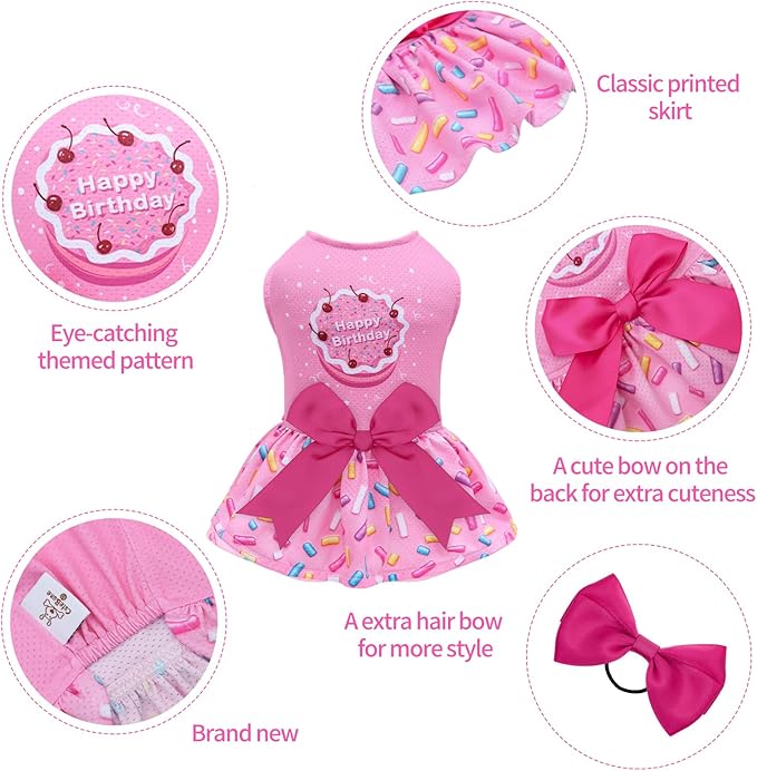 CuteBone Dog Mesh Dress Puppy Sundress Pet Outfit Summer Fashion for Small Dogs Girl Cat Clothes BF37XS-D