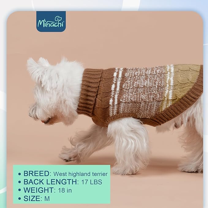 Mihachi Soft Warm Dogs Shirt, Cold Weather Turtleneck Knitted Pullover with Leash Hole for Small Dogs Puppy Cat, Beige XS