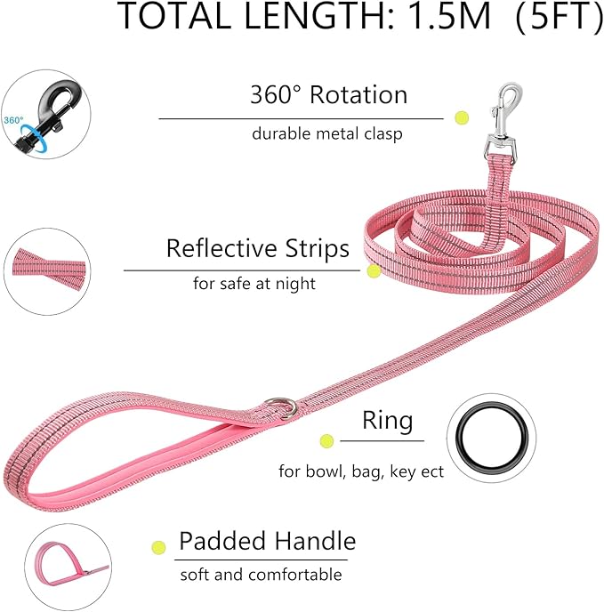 Puppy Harness and Leash Set, Small Dog Harness and Leash Set, Step in Small Size Harness with Soft Mesh and Reflective Bands for Extra-Small/Small Dogs, Pink, XS, Pink(Plaid)