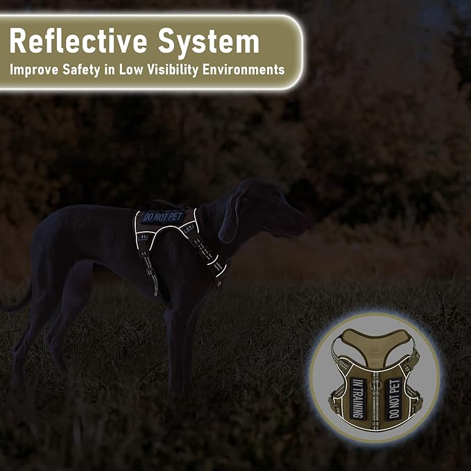 Dog Harness with Handle Tactical Dog Harness for Large Dogs No Pull Adjustable Reflective K9 Military Dog Vest Harnesses with Easy Control Handle and Hook & Loop, XL