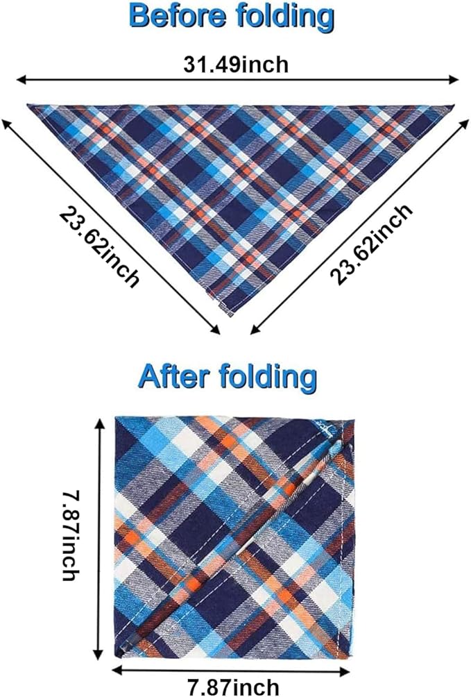 8 Pack Large Dog Bandanas, Reversible Plaid Dog Bandanas Boy Girl Painting Bibs Scarf Kerchief, Washable and Adjustable Spring Summer Fall Bandana for Dogs Cats Pets (XX-Large(80cm))
