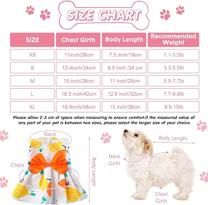 5 Pieces Dog Clothes Girl Dog Dresses Floral Puppy Dresses Pet Cat Princess Bowknot Clothes Cute Puppy Summer Outfits for Yorkie Female Cat Pets, 5 Styles(Cute Style,X-Small)