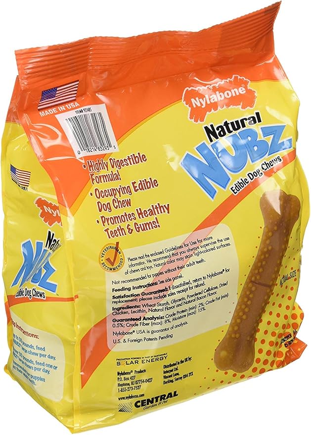 (pack of 2) Nylabone Natural Nubz Edible Dog Chews 22ct. (2.6lb/bag) -Total 5.2lb (Limited Edition)