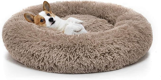 MIXJOY Orthopedic Dog Bed Comfortable Donut Cuddler Round Pet Beds Ultra Soft Washable Dog and Cat Cushion (20''/23''/30'') (23'', Brown)