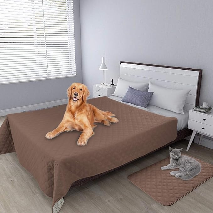 Easy-Going 100% Waterproof Dog Bed Cover, Non-Slip Pet Blanket for Furniture, Washable Couch Cover, Repleasement Sofa Cover (86x82 in,Brown)
