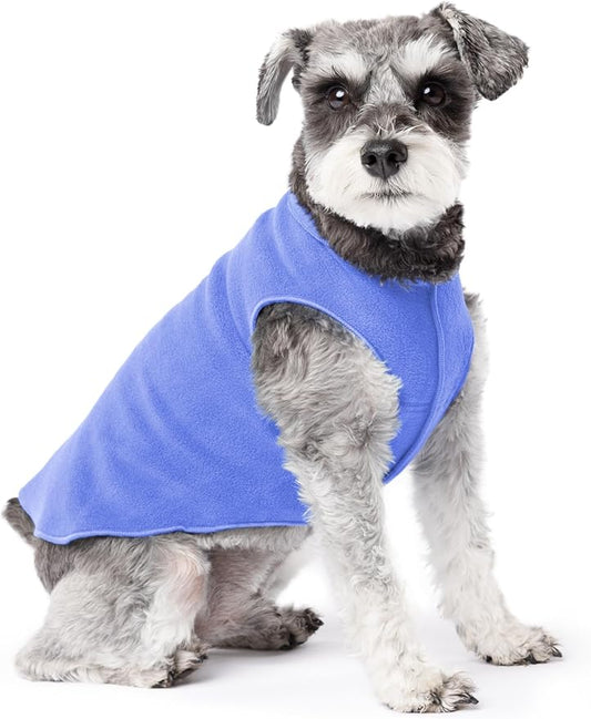 Stretch Fleece Dog Coat, Stretchy Pet Sweater, Machine Washable Pullover for Winter and Fall, Cornflower Blue, 10