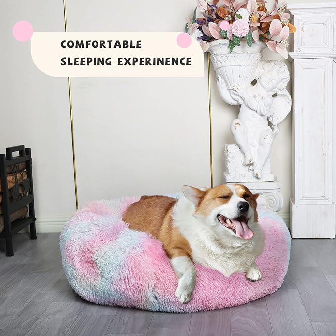 Calming Dog Bed for Medium Dogs Washable Anti-Anxiety Dog Beds fit 30bls Pets,30 Inches