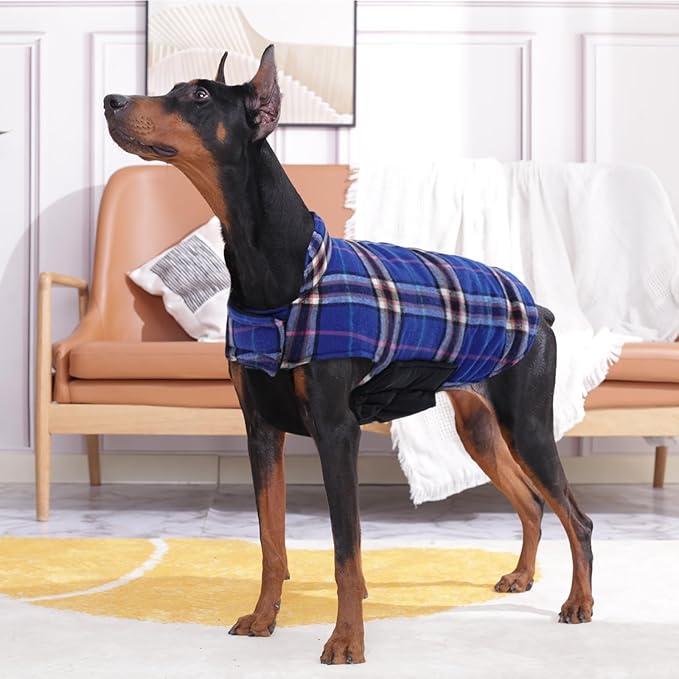 Kuoser Warm Dog Coat, Waterproof Dog Jacket for Extra Large Dogs, Adjustable Durable XXXL Doggie Winter Coat Reversible Puppy Cold Weather Apparel for Large Breed, Navy 3XL