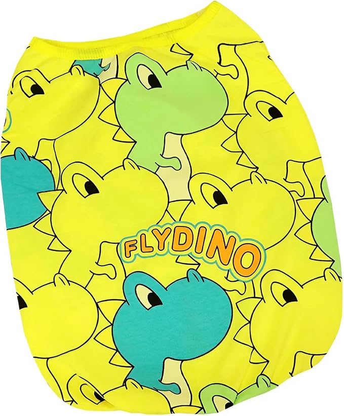 Dog Shirts for Small Medium Dogs French Bulldog Clothes,Funny Dog Dinosaur Shirts Frenchie Clothes for Pets, Breathable Puppy Sweatshirts Cotton Tank Top Costume Cats Tshirts,Yellow,M