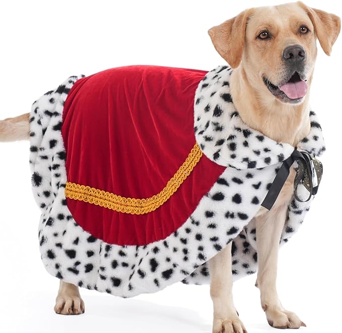 Lovelyshop pet Serial Lux Fur Red Cat Dog Cloak for Halloween Costumes, King Queen Prince and Princess Cosplay-XL