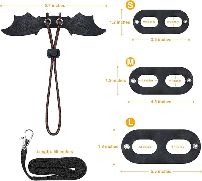 Bearded Dragon Harness and Leash Set, Adjustable Harness Soft Leather-3 Sizes (S, M, L) with Black Wing, Upgrade Lizard Reptile Leash for Bearded Dragon, Lizard, Iguana or Gecko