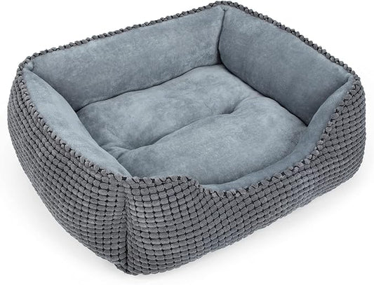 MIXJOY Dog Bed for Large, Medium, Small Dogs - Rectangle, Washable, Orthopedic, Soft Cat Beds - Anti-Slip Bottom, Multiple Sizes (35'', Grey)