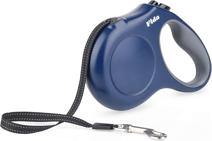Fida Retractable Dog Leash, 16ft Heavy Duty Pet Walking Leash for Small/Medium Dog or Cat up to 44 lbs, Tangle Free. One-Hand Brake (Medium, Navy Blue)