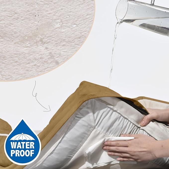 Comfort Expression Small Dog Beds Waterproof Orthopedic Foam Dog Sofa Beds for Medium Dogs Comfy Pet Bed with Washable Removable Cover & Non-Slip Bottom(Small,Khaki)