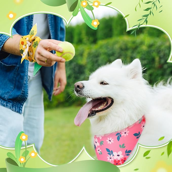 Preboun 50 Pcs Spring Dog Bandanas Bulk Flower Floral Bandanas for Dogs Soft Kerchief for Small Medium Large Pets Puppy Spring Costume Accessories(31.5 x 21.7 x 21.7 Inch)