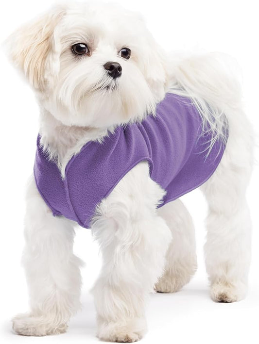 Stretch Fleece Dog Coat, Stretchy Pet Sweater, Machine Washable Pullover for Winter and Fall, Lavender, 8