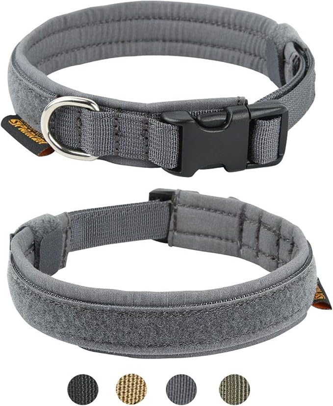 EXCELLENT ELITE SPANKER Nylon Puppy Dog Collar Adjustable Soft Padded Collar Heavy Duty Quick-Release Buckle Lightweight No-Choke for Small Medium Dogs(Grey,s)