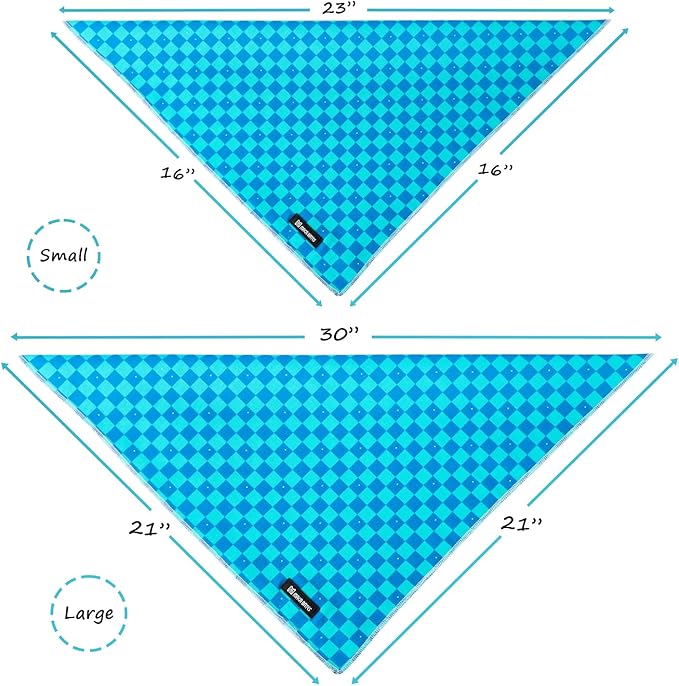 MACA Bates Checkered Blue Dog Grid Bandana Triangle Plaid Scarf Handkerchief Soft Cotton Cute Adjustable Puppy Bandanas Gift for Small Medium Large XL Pets