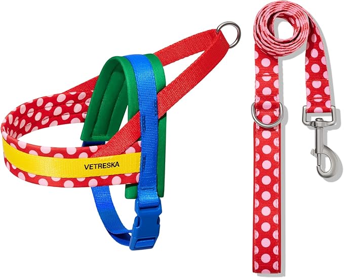 VETRESKA MoMA Dog Harness and Leash Set, Easy Walk Dog Harness for Large Dogs, No Pull Puppy Harness for Walking and Training, Adjustable, Take Control & Anti-Twist Pet Lead Combo(Red, L)