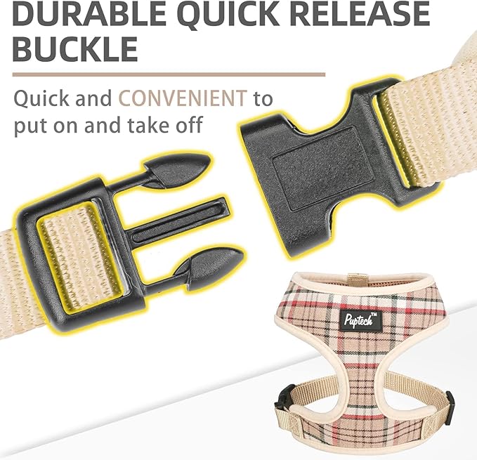 PUPTECK Soft Mesh Dog Harness and Leash Set Pet Puppy Cat Comfort Padded Vest No Pull Harnesses, Khaki, M