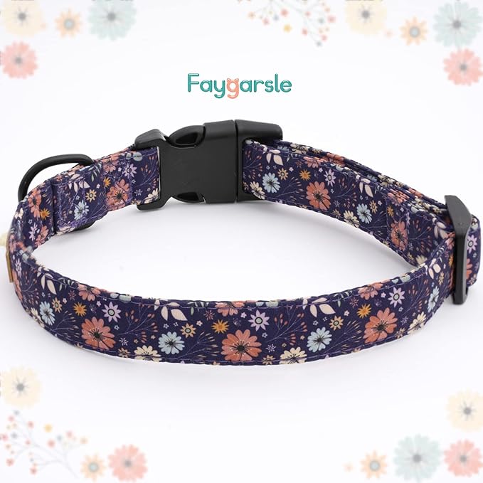 Faygarsle Floral Dog Collar for Girls and Female Dogs Soft and Fancy Pet Collar with Flower Design Ideal Purple Dog Collar for Small Medium Large Dogs L