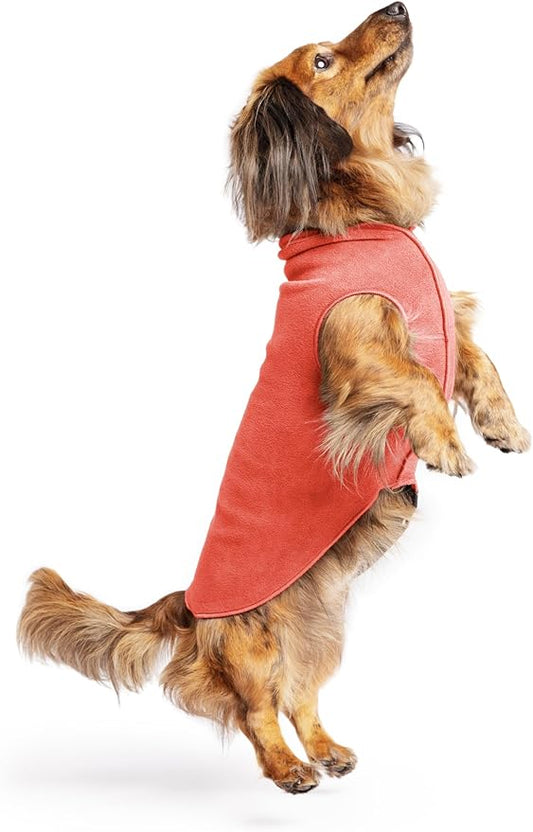 Stretch Fleece Dog Coat, Stretchy Pet Sweater, Machine Washable Pullover for Winter and Fall, Paprika, 12